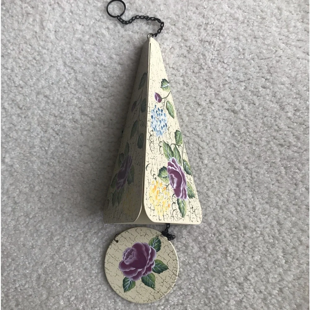 Like New! Hand-Painted Floral Metal Garden Wind Chime